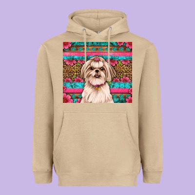 Shih Tzu Floral Tumbler Heavyweight Hoodie Designed By Jahusdesignshop