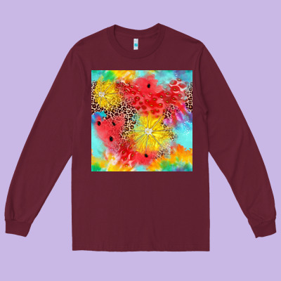 Fruits Leopard Seamless Pattern Long Sleeve Tee Designed By Zillion Design Studio