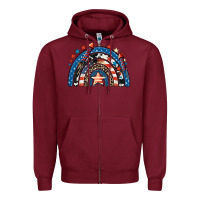 Burgundy American rainbow 4th of july Zipper Hoodie - CowGirlArtShop