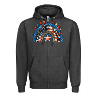 Charcoal Heather American rainbow 4th of july Zipper Hoodie - CowGirlArtShop