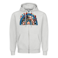 Dove Grey American rainbow 4th of july Zipper Hoodie - CowGirlArtShop
