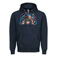 Navy American rainbow 4th of july Zipper Hoodie - CowGirlArtShop
