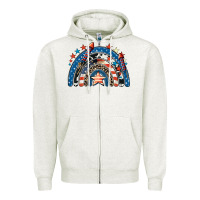 Oatmeal Heather American rainbow 4th of july Zipper Hoodie - CowGirlArtShop
