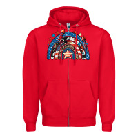 Red American rainbow 4th of july Zipper Hoodie - CowGirlArtShop