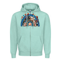 Seafoam American rainbow 4th of july Zipper Hoodie - CowGirlArtShop