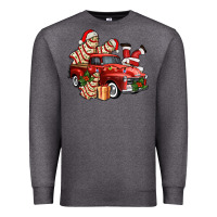 Charcoal Heather christmas tree cake with farm track and santa ado Premium Sweatshirt - AdoDesignShop