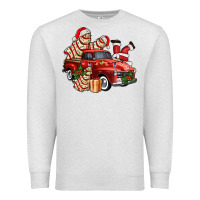 Oatmeal Heather christmas tree cake with farm track and santa ado Premium Sweatshirt - AdoDesignShop