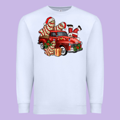 Christmas Tree Cake With Farm Track And Santa Ado Premium Sweatshirt Designed By Adodesignshop