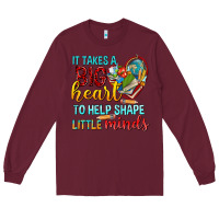 Burgundy big heart to help shape little minds tbw Long Sleeve Tee - texasbilliewilder