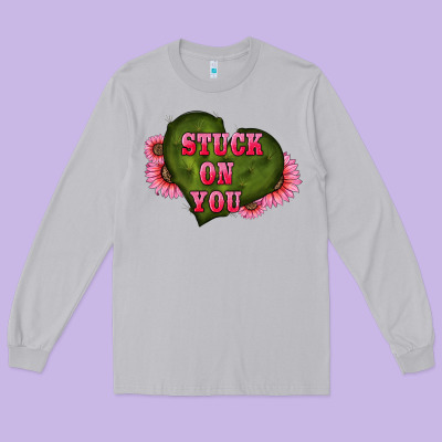 Valentine's Day Stuck On You Heart Sunflowers Long Sleeve Tee Designed By Ranaportraitstore