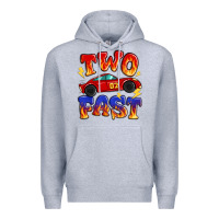Heather Grey two fast boys birthday racing car Premium Hoodie - MaliasSmallBusiness