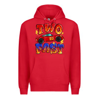 Red two fast boys birthday racing car Premium Hoodie - MaliasSmallBusiness