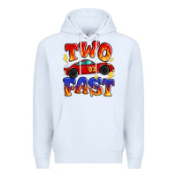 White two fast boys birthday racing car Premium Hoodie - MaliasSmallBusiness