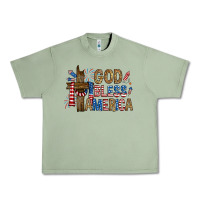 Oil Green god  bless america with cross Urban Heavy Tee - RanaPortraitStore