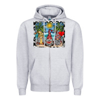 Heather Grey summer gnome mousepad Zipper Hoodie - SublimationCraftShop
