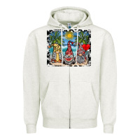 Oatmeal Heather summer gnome mousepad Zipper Hoodie - SublimationCraftShop