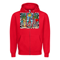 Red summer gnome mousepad Zipper Hoodie - SublimationCraftShop