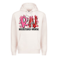 Pale Pink rn registered nurse valentines day Premium Hoodie - MaliasSmallBusiness