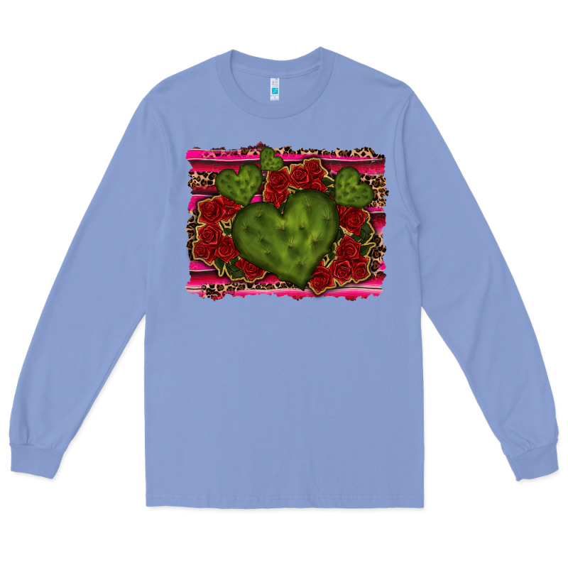 Valentine Cactus Heart With Roses Long Sleeve Tee by RanaPortraitStore | Teevron