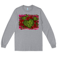 Heather Grey Valentine Cactus Heart with Roses Long Sleeve Tee - RanaPortraitStore