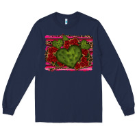 Navy Valentine Cactus Heart with Roses Long Sleeve Tee - RanaPortraitStore