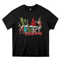 Black Merry Christmas Heavy Core Tee - CowhideDigitalArt