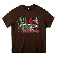 Chocolate Brown Merry Christmas Heavy Core Tee - CowhideDigitalArt