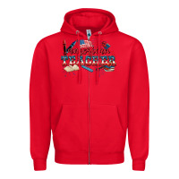 Red American Teacher 4th of July Zipper Hoodie - CowGirlArtShop
