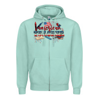Seafoam American Teacher 4th of July Zipper Hoodie - CowGirlArtShop