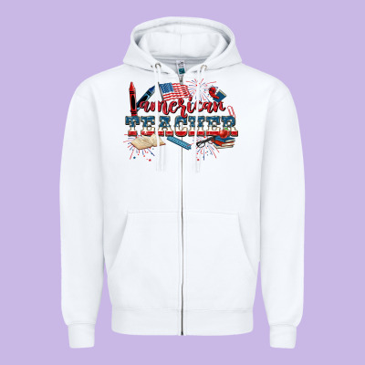 American Teacher 4th Of July Zipper Hoodie Designed By Cowgirlartshop