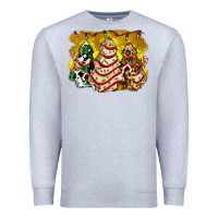 Heather Grey christmas tree cake and christmas pattern ado Premium Sweatshirt - AdoDesignShop
