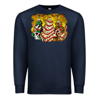 Navy christmas tree cake and christmas pattern ado Premium Sweatshirt - AdoDesignShop
