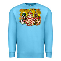 Ocean Blue christmas tree cake and christmas pattern ado Premium Sweatshirt - AdoDesignShop