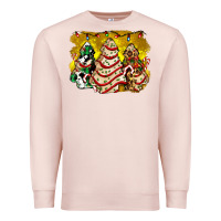 Pale Pink christmas tree cake and christmas pattern ado Premium Sweatshirt - AdoDesignShop