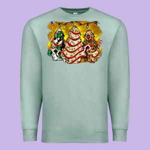 Christmas Tree Cake And Christmas Pattern Ado Premium Sweatshirt Designed By Adodesignshop