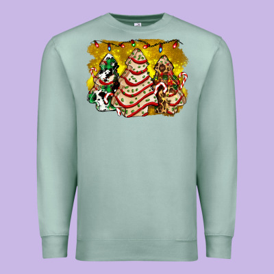 Christmas Tree Cake And Christmas Pattern Ado Premium Sweatshirt Designed By Adodesignshop