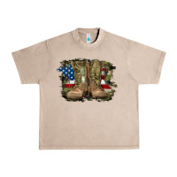 French Oak american flag with army boots Urban Heavy Tee - RanaPortraitStore