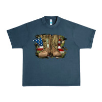 Midnight Navy american flag with army boots Urban Heavy Tee - RanaPortraitStore