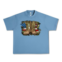 Pebble Blue american flag with army boots Urban Heavy Tee - RanaPortraitStore