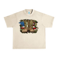 Sandshell american flag with army boots Urban Heavy Tee - RanaPortraitStore