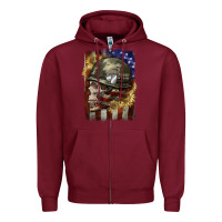 Burgundy Army skull 4th of july Zipper Hoodie - CowGirlArtShop