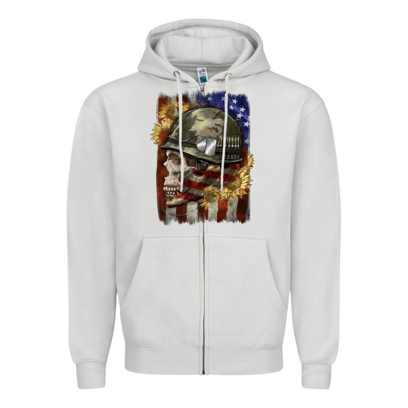 Army Skull 4th Of July Zipper Hoodie by CowGirlArtShop | Teevron