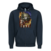 Navy Army skull 4th of july Zipper Hoodie - CowGirlArtShop
