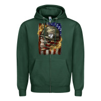 Sports Green Army skull 4th of july Zipper Hoodie - CowGirlArtShop