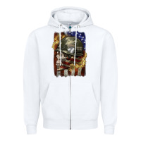 White Army skull 4th of july Zipper Hoodie - CowGirlArtShop