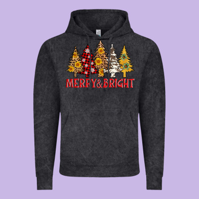 Merry And Bright Leopard Christmas Trees Vintage Hoodie Designed By Adodesignshop