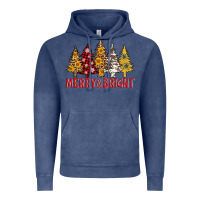Vintage Denim merry and bright leopard christmas trees Vintage Hoodie - AdoDesignShop