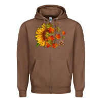 Chestnut sunflower and autumn leaves Zipper Hoodie - HRA Design Shop