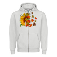 Dove Grey sunflower and autumn leaves Zipper Hoodie - HRA Design Shop