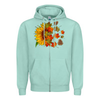 Seafoam sunflower and autumn leaves Zipper Hoodie - HRA Design Shop